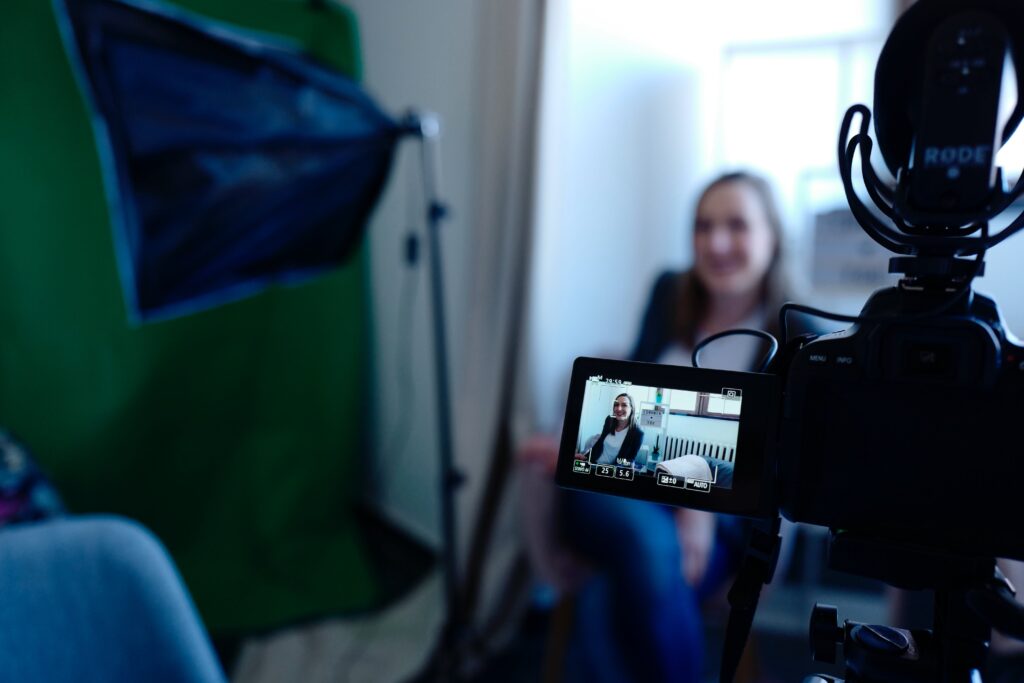 A person is recording a video for video marketing